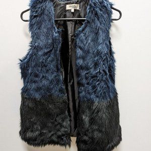 Charlotte Russe Blue/Black Faux Fur Vest